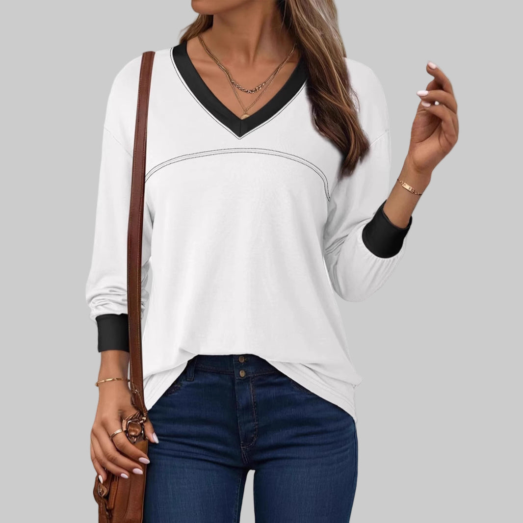 Anesha| Women Casual Long Sleeve V-Neck Top