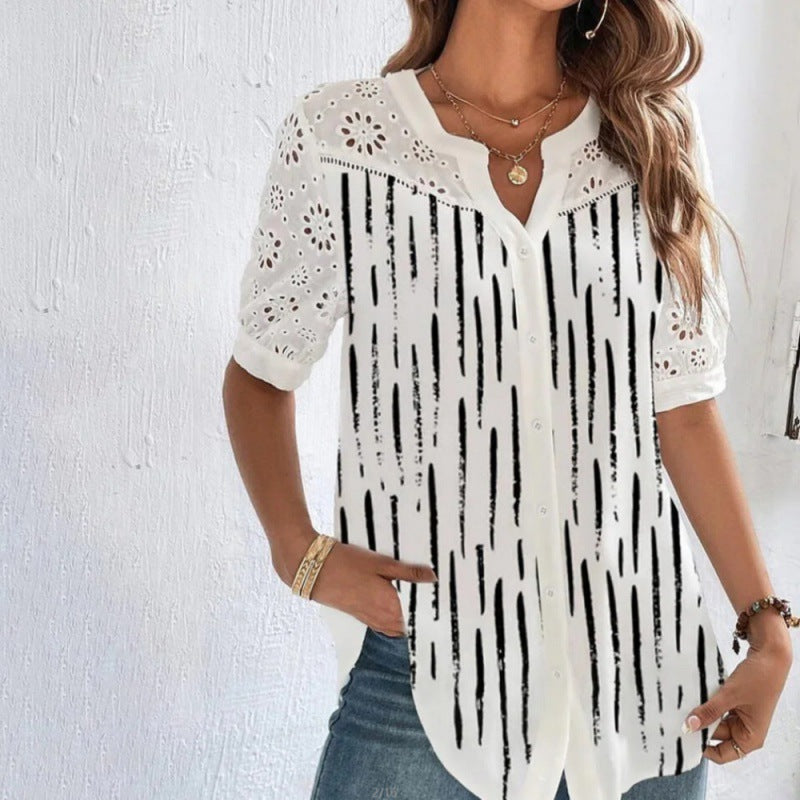 Annelise | Women Casual Lace Printed Blouse