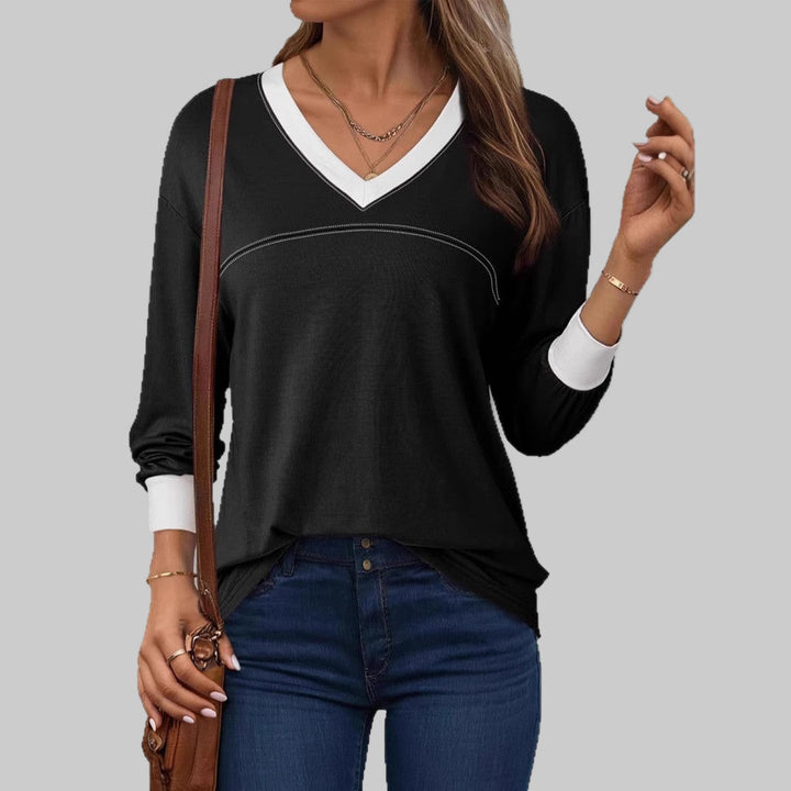 Anesha| Women Casual Long Sleeve V-Neck Top
