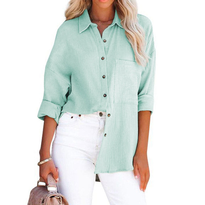 Wolly| Women Casual Button Down Long Sleeve Blouse