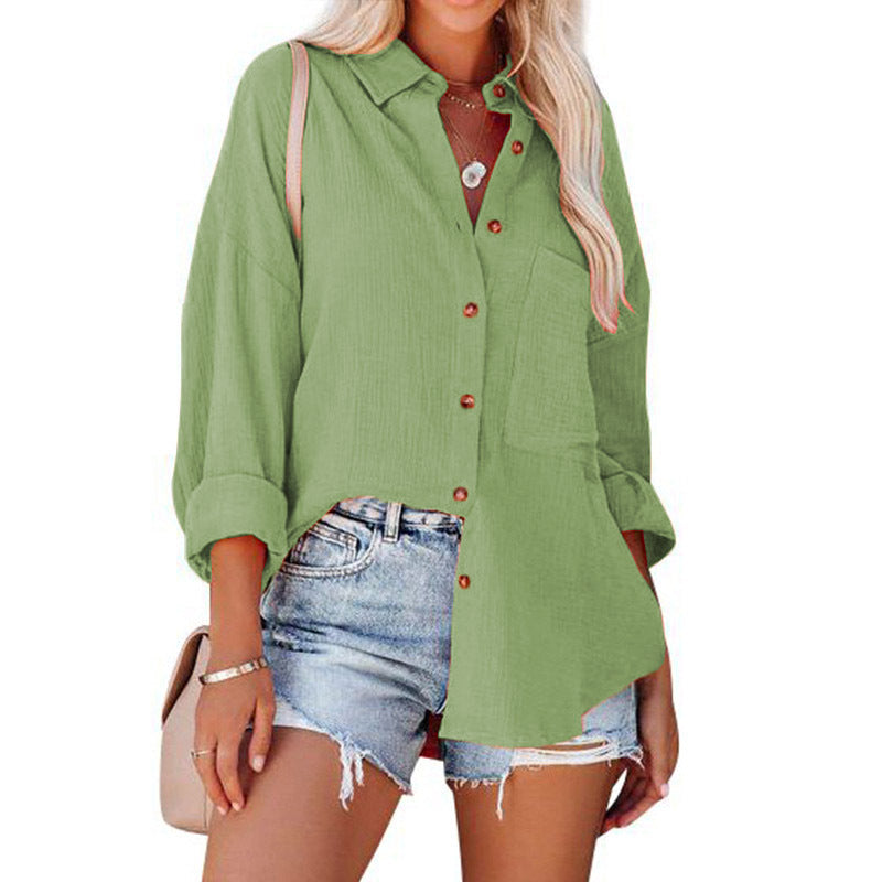 Wolly| Women Casual Button Down Long Sleeve Blouse