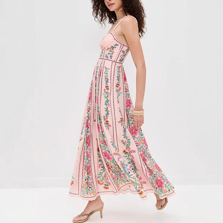 Idonna | Classy Sleeveless Summer Floral Cami Maxi Dress