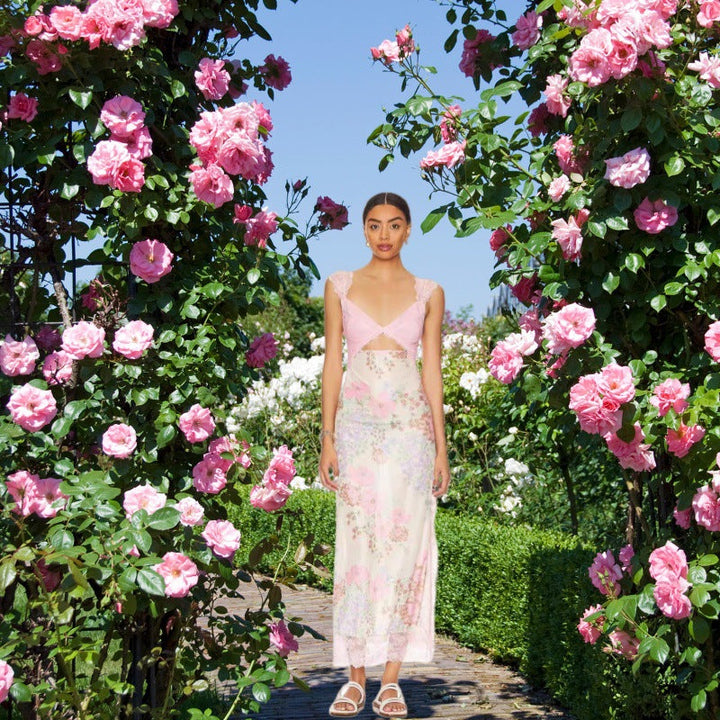 Jaemily| Cozy Ditsy Floral Sleeveless Maxi Sundress