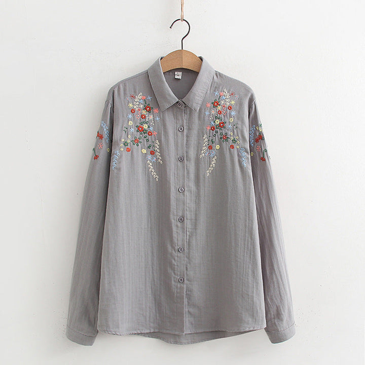 Flavie Vintage Charm Embroidered Blouse | Elegant Everyday Blouse