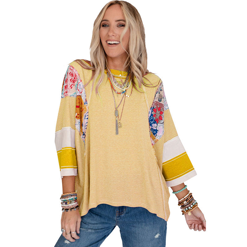Bailey | Women Lightweight Patchwork Batwing Top