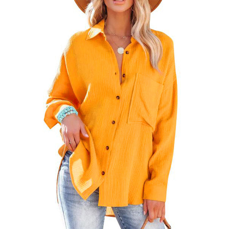 Wolly| Women Casual Button Down Long Sleeve Blouse