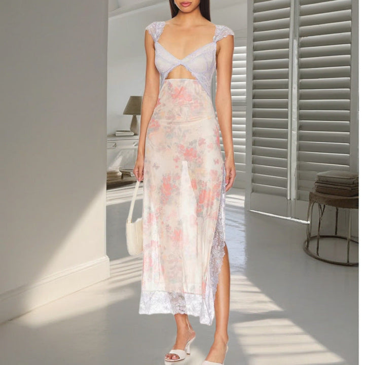 Jaemily| Cozy Ditsy Floral Sleeveless Maxi Sundress
