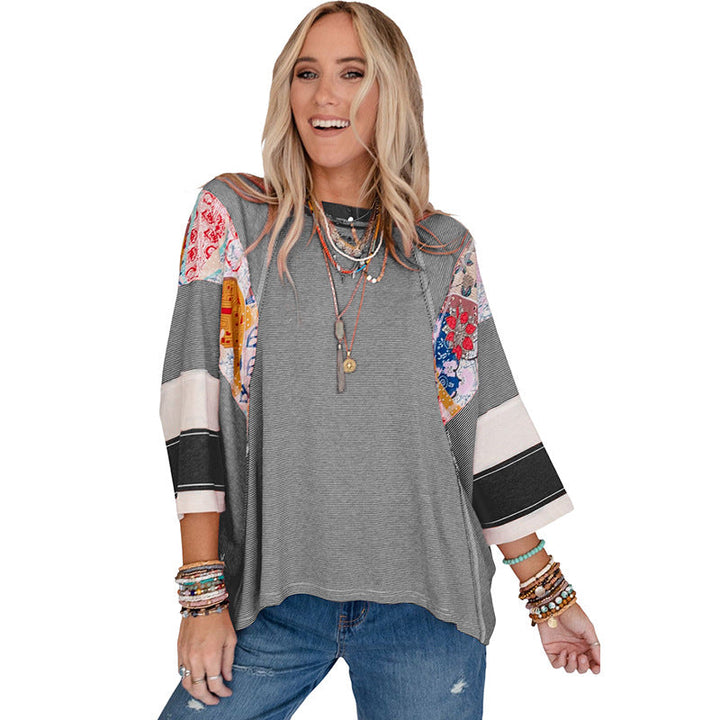 Bailey | Women Lightweight Patchwork Batwing Top