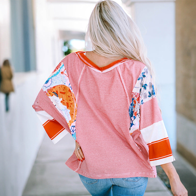 Bailey | Women Lightweight Patchwork Batwing Top