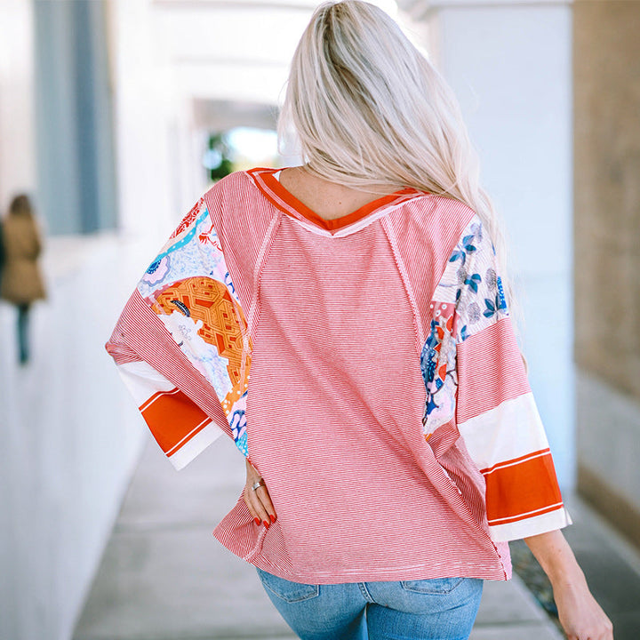 Bailey | Women Lightweight Patchwork Batwing Top