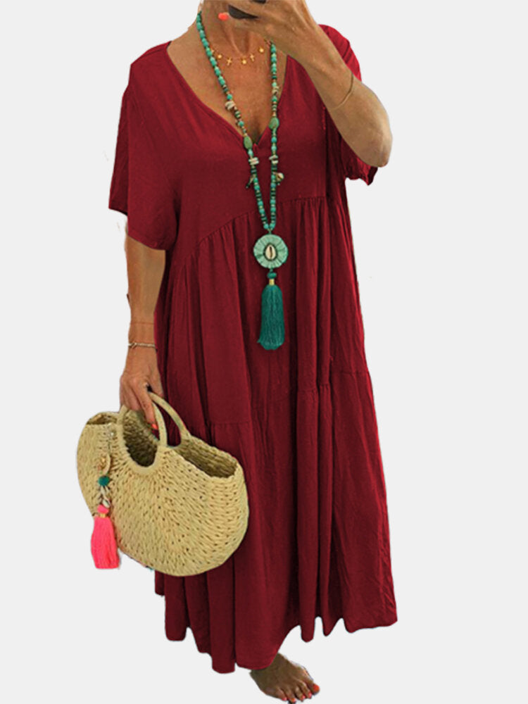 Linnea | Soft Ruffle V-Neck Women Maxi Dress