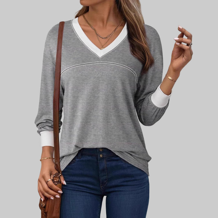 Anesha| Women Casual Long Sleeve V-Neck Top