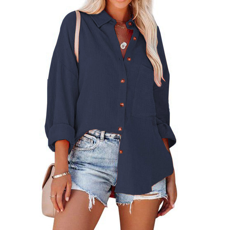 Wolly| Women Casual Button Down Long Sleeve Blouse