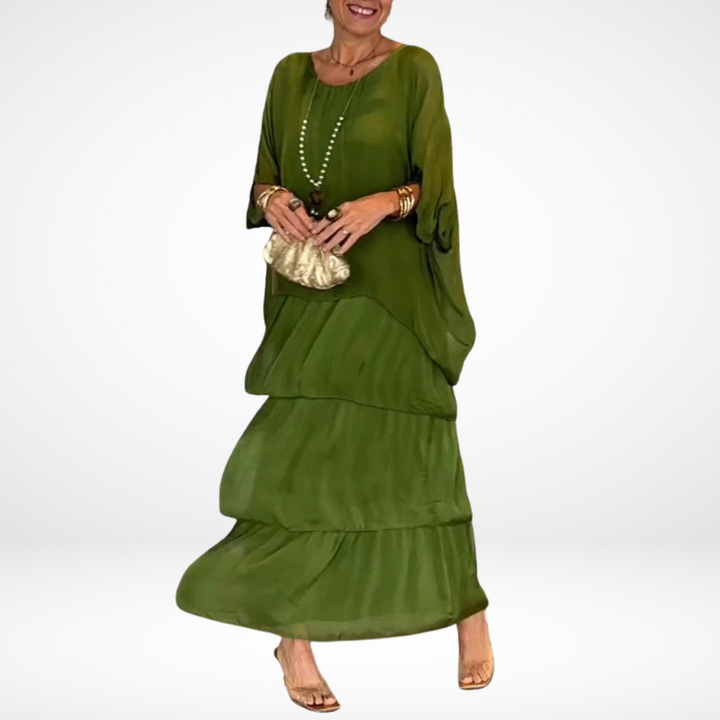 Hylda Artistic Loose Maxi Dress | Flowing A-Line Maxi Dress