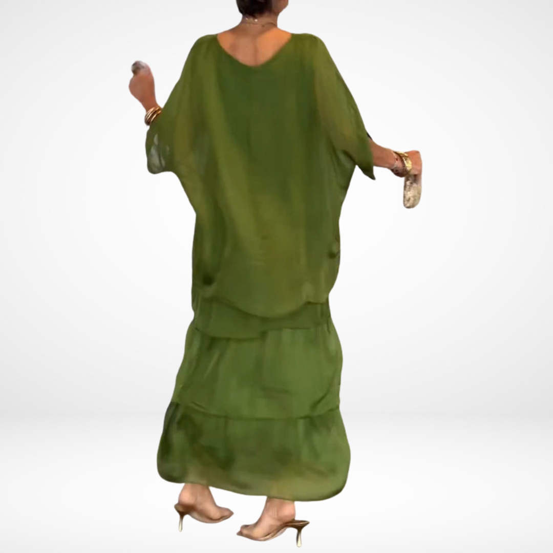 Hylda Artistic Loose Maxi Dress | Flowing A-Line Maxi Dress