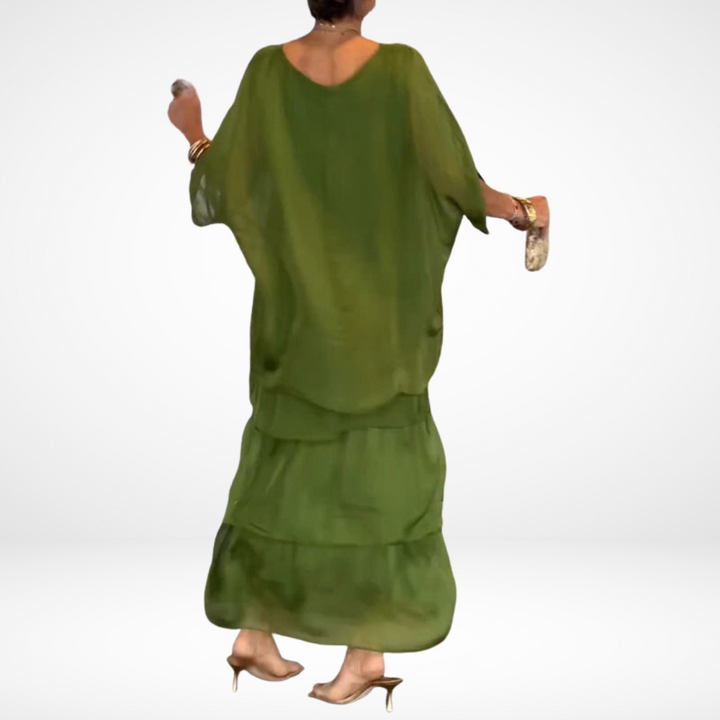 Hylda Artistic Loose Maxi Dress | Flowing A-Line Maxi Dress