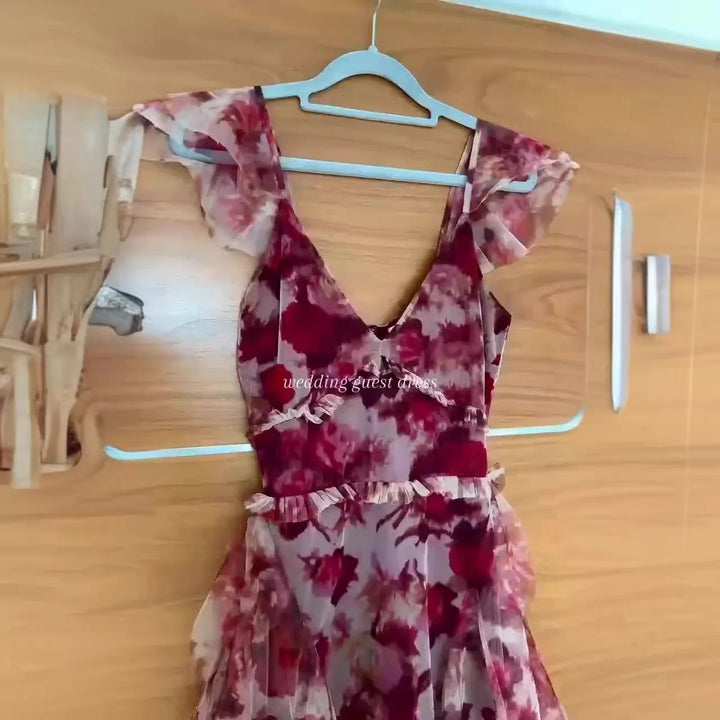 Mariela| Romantic Floral Ruffle Maxi Dress