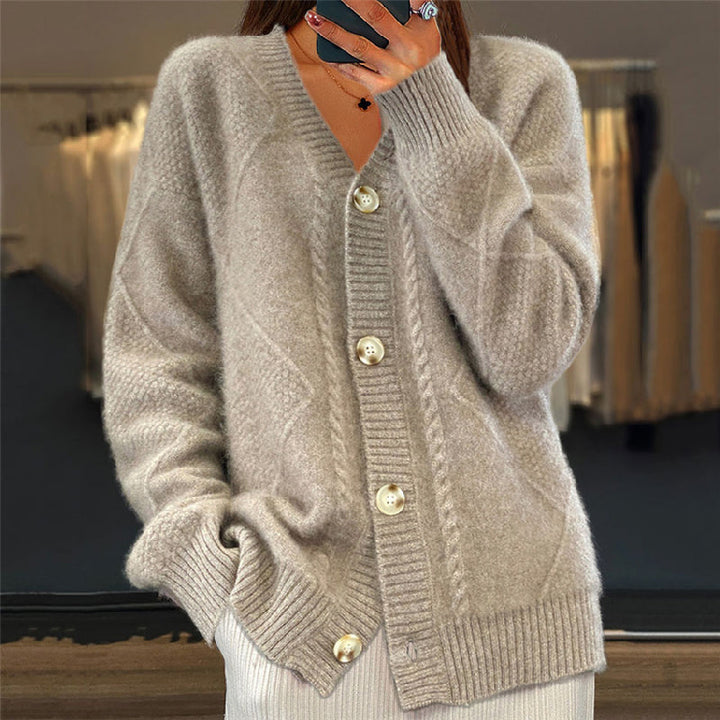 Rose | Cable Knit Button Cardigan