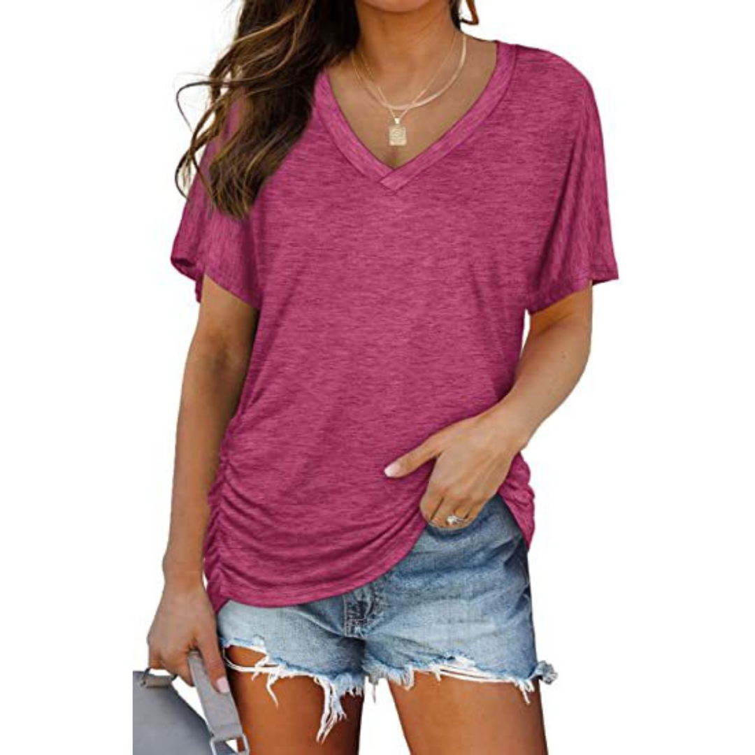 Eily| Women Classic V-Neck Loose Fit Shirt