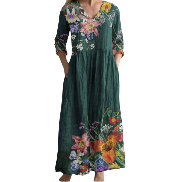 Vivienne | Botanical Print Midi Dress
