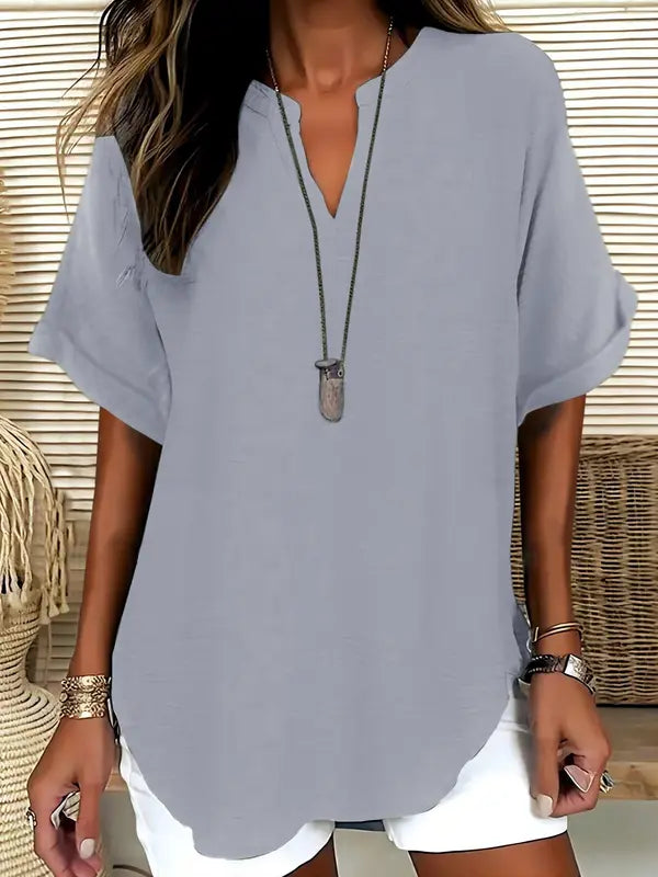 Sereia| Women Casual Plain Short Sleeve Blouse