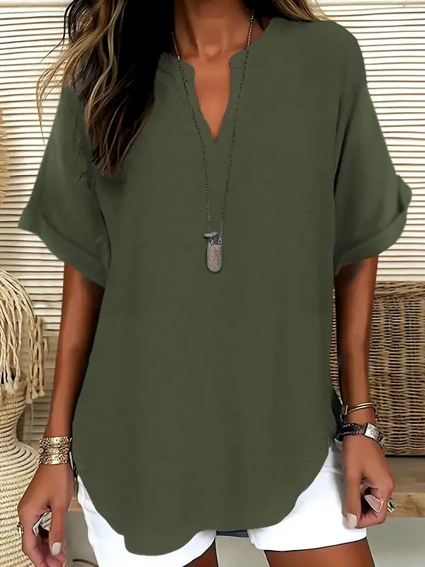 Sereia| Women Casual Plain Short Sleeve Blouse