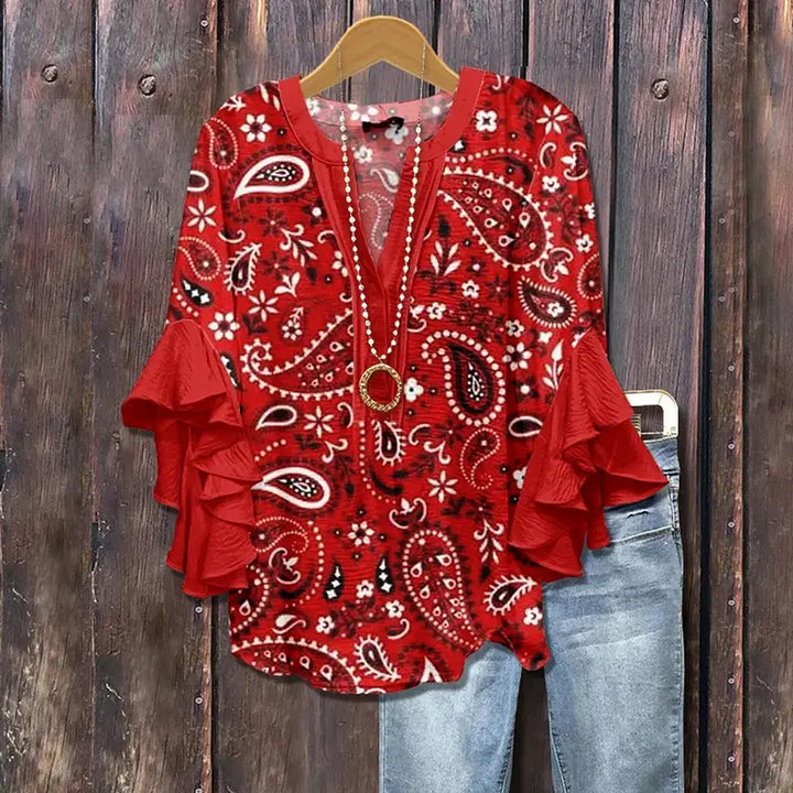 ADELAIDE | Vintage Mixed Motif Retro Blouse