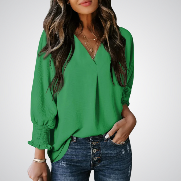 Leila | Women Classic V-Neck Tunic Blouse