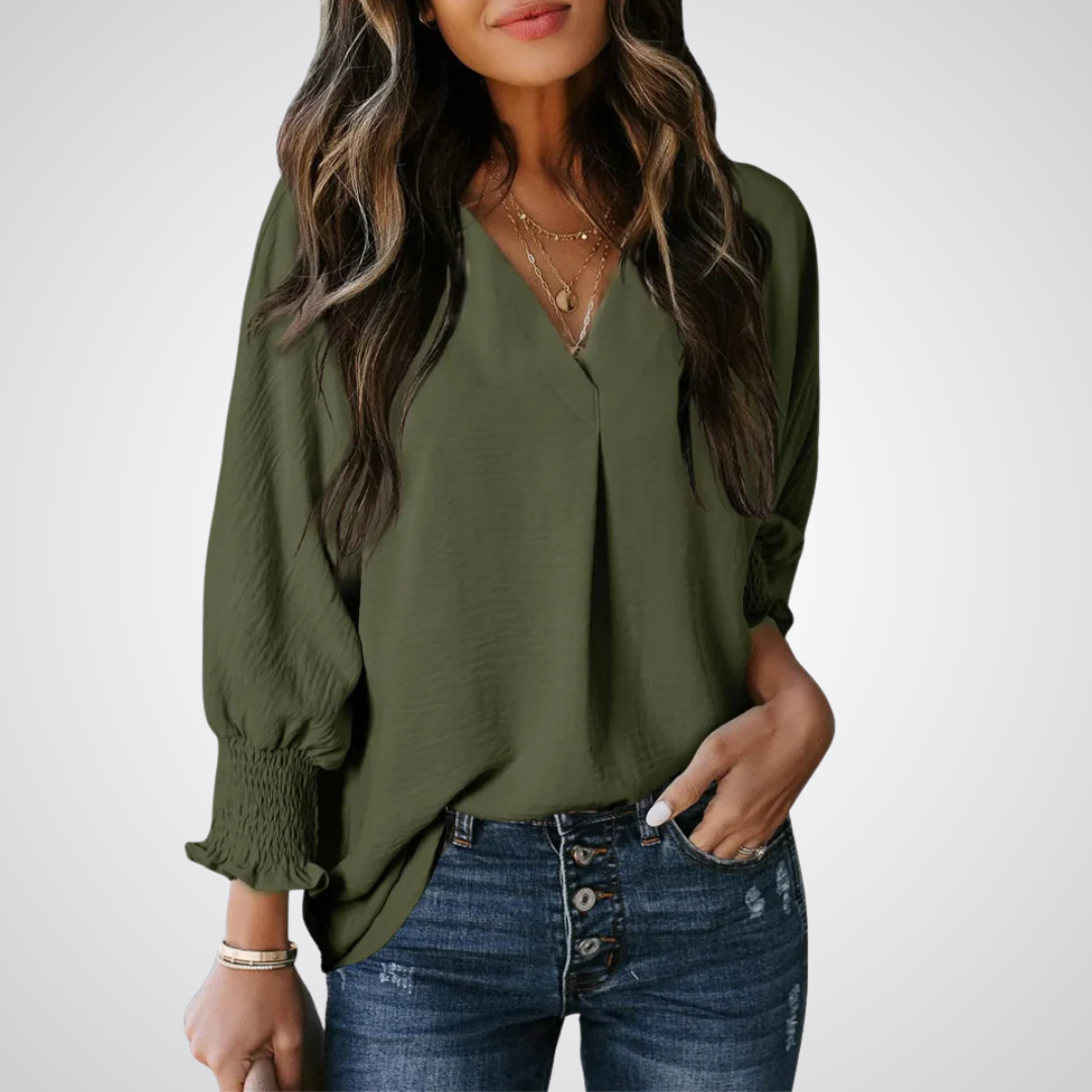 Leila | Women Classic V-Neck Tunic Blouse