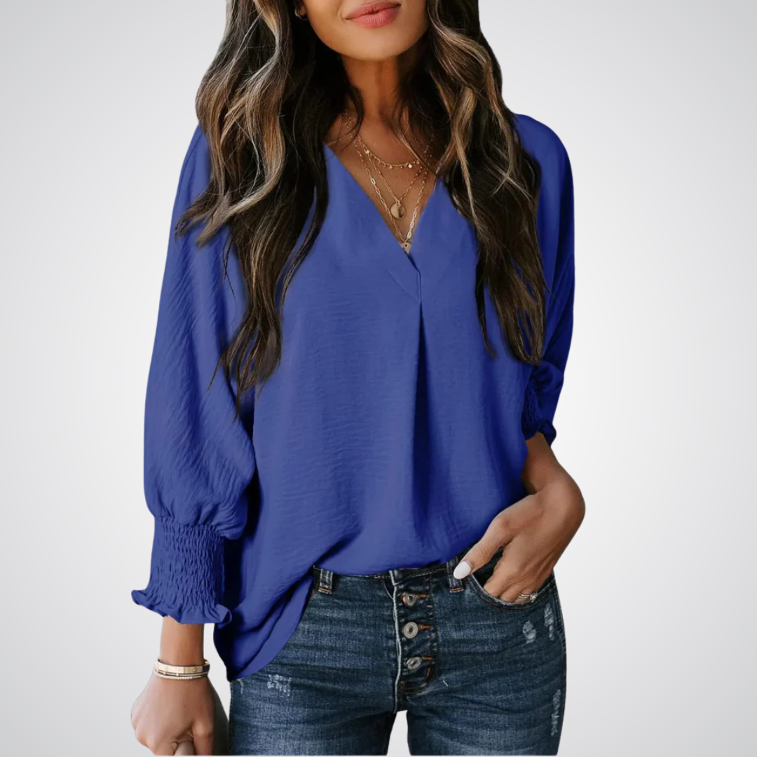 Leila | Women Classic V-Neck Tunic Blouse