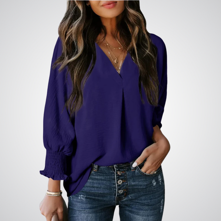 Leila | Women Classic V-Neck Tunic Blouse