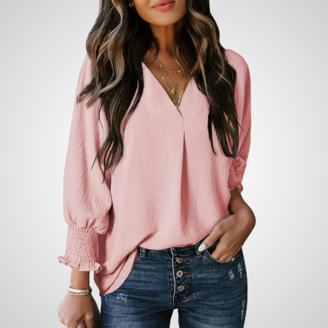 Leila | Women Classic V-Neck Tunic Blouse