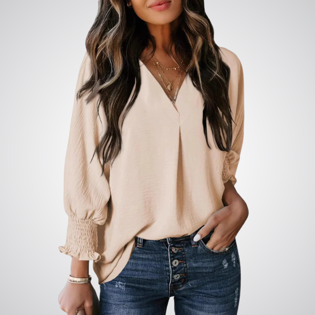 Leila | Women Classic V-Neck Tunic Blouse