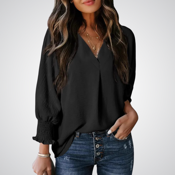 Leila | Women Classic V-Neck Tunic Blouse