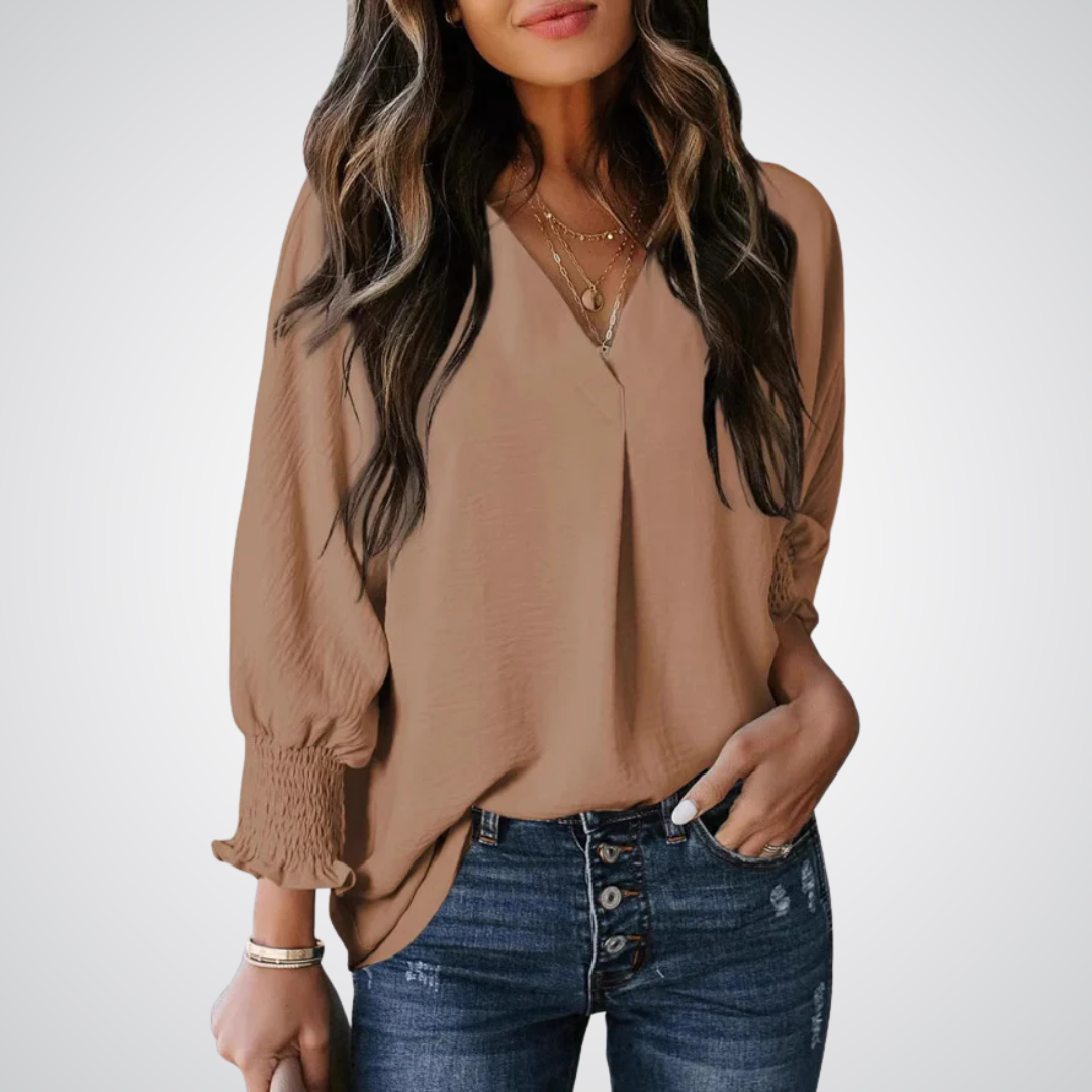 Leila | Women Classic V-Neck Tunic Blouse