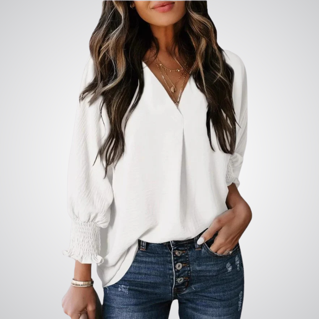 Leila | Women Classic V-Neck Tunic Blouse