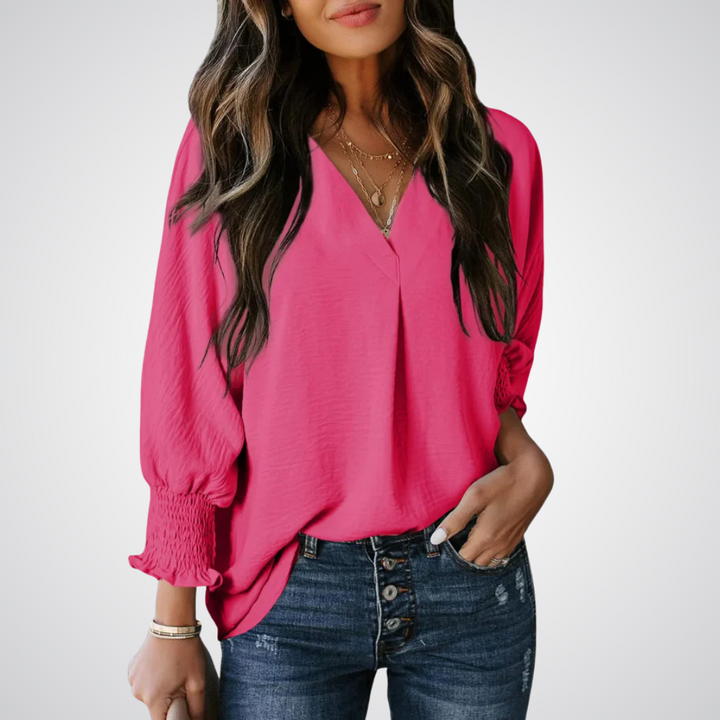Leila | Women Classic V-Neck Tunic Blouse