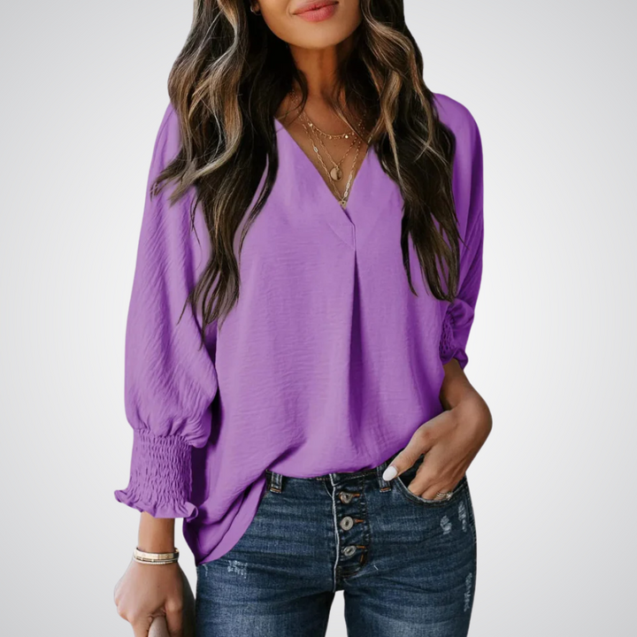 Leila | Women Classic V-Neck Tunic Blouse