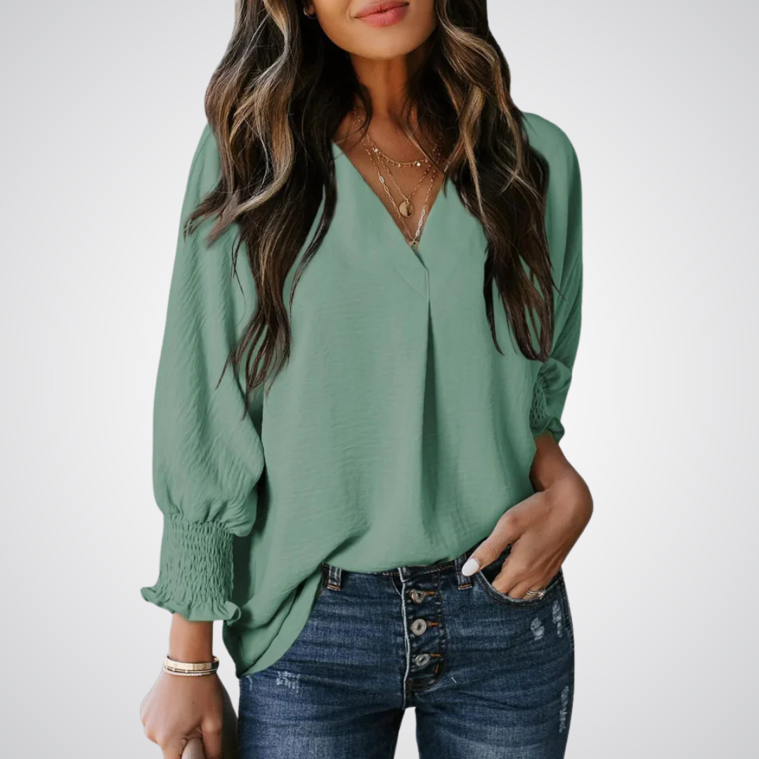 Leila | Women Classic V-Neck Tunic Blouse