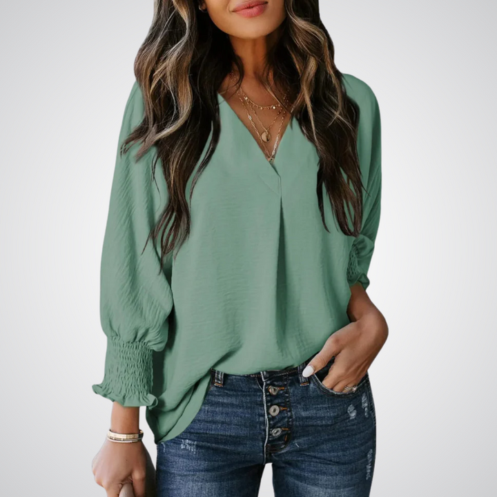 Leila | Women Classic V-Neck Tunic Blouse