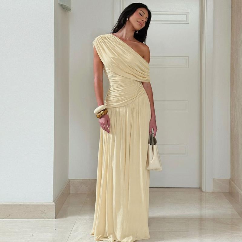 Mano| Elegant One Shoulder Evening Bodycon Maxi Dress