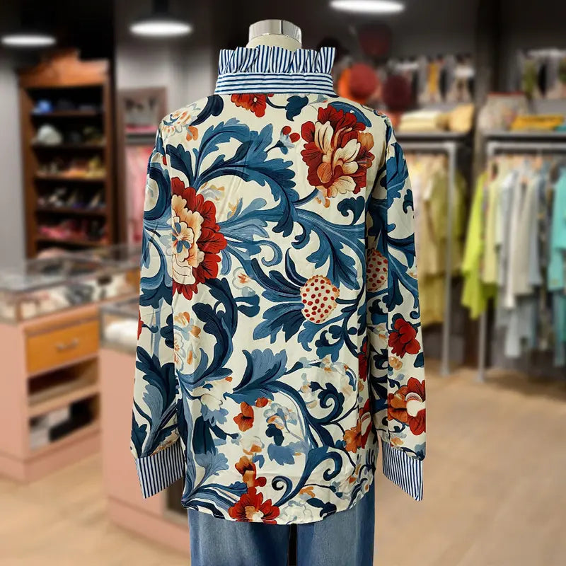 Serenity| Women Classy Vintage Floral Printed Blouse