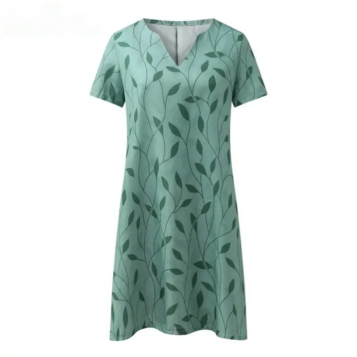 Antoinette | Botanical Print V-Neck Dress