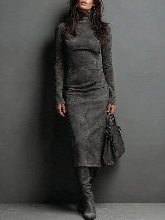 Mildred | Elegant Suede Women Maxi Dress