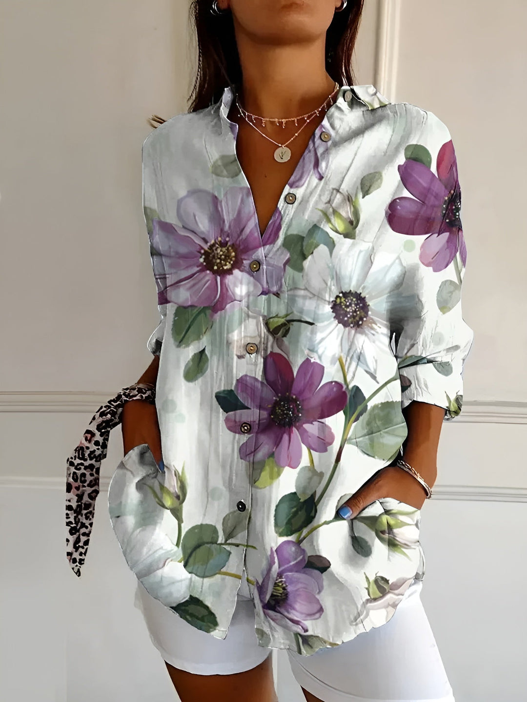 Melodie | Women Elegant Floral Button Shirt